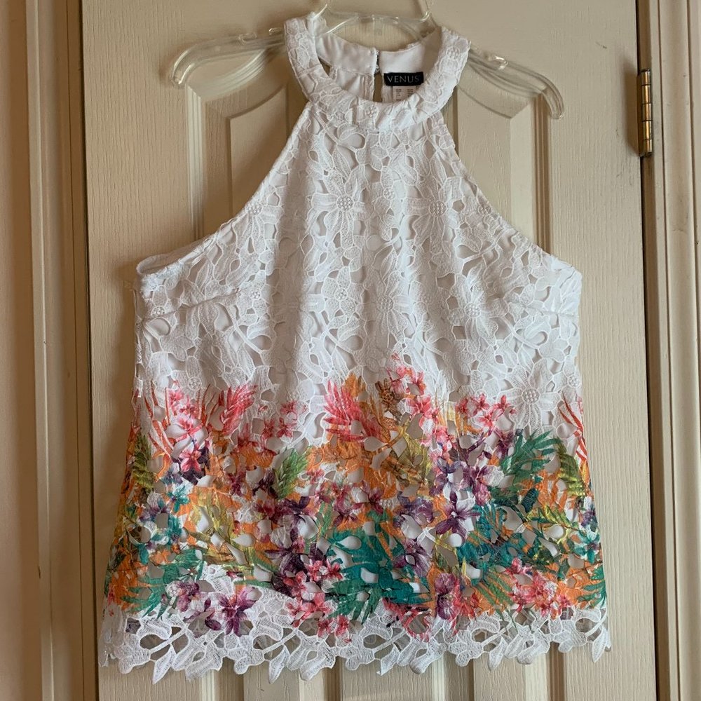 VENUS Floral Lace Halter Tank